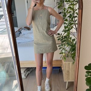 Short mini khaki Summer linen dress ☀️